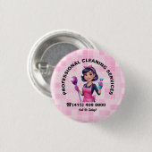 Pink Maid Reinigungsdienst Button (Vorne & Hinten)