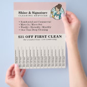 Pink Maid Reinigungsdienstleistungen Abreißstreife Flyer (Hand)