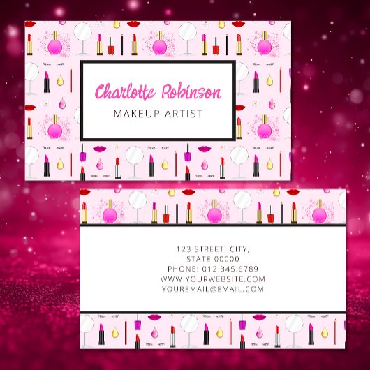 Pink Makeup Artist Business Card Visitenkarte