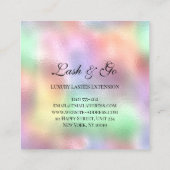 Pink Makeup Artist Eyelash Extension Holograph Lux Quadratische Visitenkarte (Rückseite)