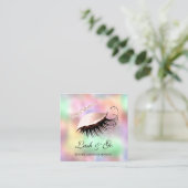 Pink Makeup Artist Eyelash Extension Holograph Lux Quadratische Visitenkarte (Stehend Vorderseite)
