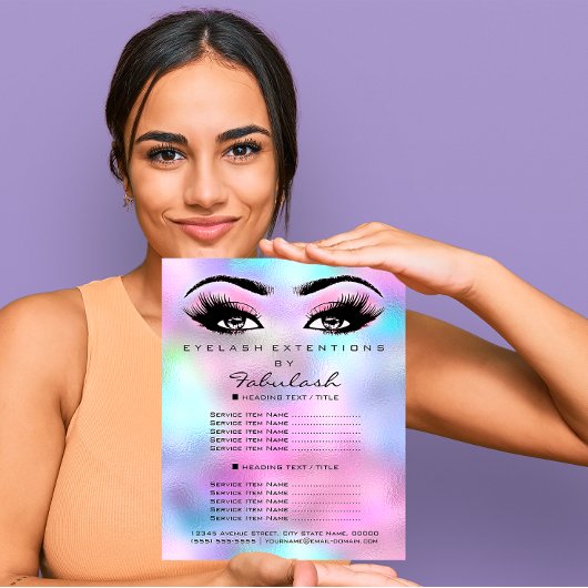 Pink Makeup Beauty Salon Rose Holograph Ombre Flyer