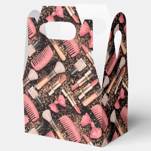 Pink Makeup Cosmetics Pattern Glitter Geschenkschachtel (Geöffnet)