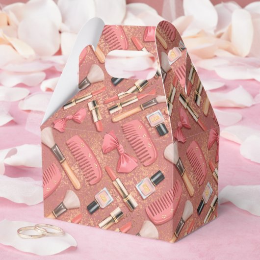 Pink Makeup Cosmetics Pattern Glitter Geschenkschachtel (Hochzeit)
