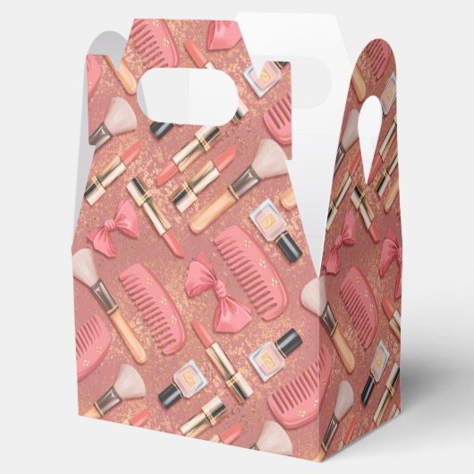 Pink Makeup Cosmetics Pattern Glitter  Geschenkschachtel (Geöffnet)