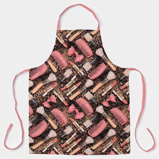 Pink Makeup Cosmetics Pattern Glitter  Schürze (Vorderseite)