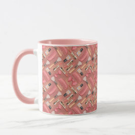 Pink Makeup Cosmetics Pattern Glitter Tasse