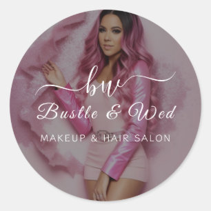 Pink Makeup Haar Salon Runder Aufkleber