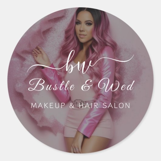 Pink Makeup Haar Salon Runder Aufkleber (Vorderseite)
