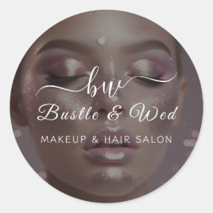 Pink Makeup Haarstudio Runder Aufkleber
