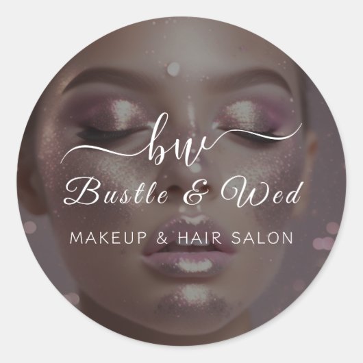 Pink Makeup Haarstudio Runder Aufkleber (Vorderseite)