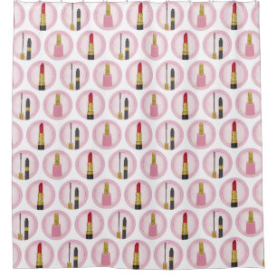 Pink Makeup Kosmetik Muster Kosmetologie Duschvorhang