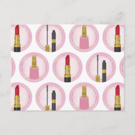 Pink Makeup Kosmetik Muster Kosmetologie Postkarte