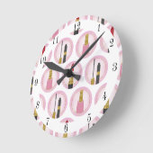 Pink Makeup Kosmetik Muster Kosmetologie Runde Wanduhr (Winkel)