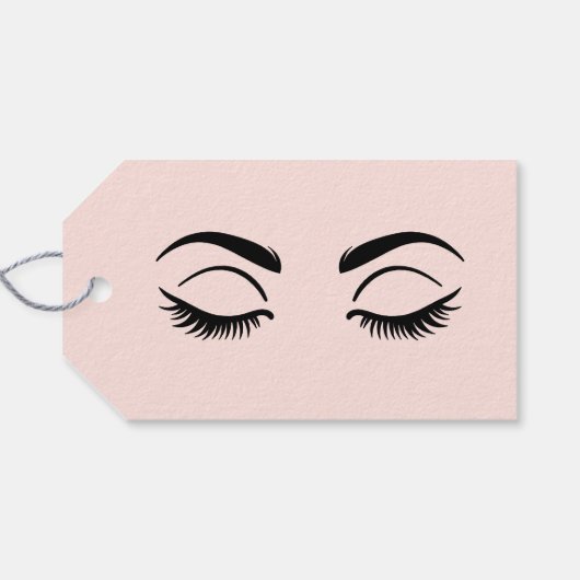 Pink Makeup Lashes & Brows Beauty Geschenkanhänger (Rückseite Horizontal)