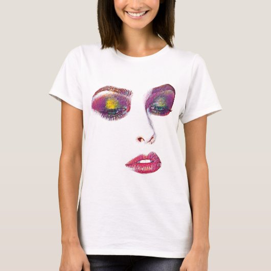 Pink Makeup Schöne Frauen sehen sich originellen K T-Shirt (Vorderseite)