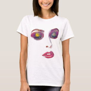 Pink Makeup Schöne Frauen sehen sich originellen  T-Shirt