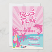 Pink Malibu Beach Geburtstag Einladung (Vorderseite)