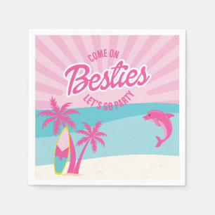 Pink Malibu Beach Palm Beste Freundin Geburtstag Serviette