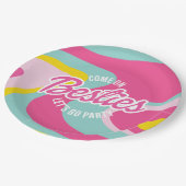 Pink Malibu Beach Palm Pool Party Geburtstag Pappteller (Schrägansicht)