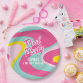 Pink Malibu Beach Palm Pool Party Geburtstag Pappteller (Party)