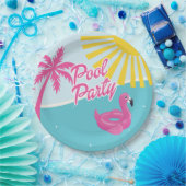 Pink Malibu Beach Palm Pool Party Geburtstag Pappteller (Party)