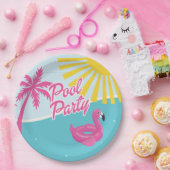 Pink Malibu Beach Palm Pool Party Geburtstag Pappteller (Party)