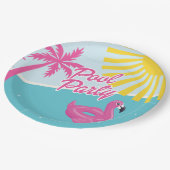Pink Malibu Beach Palm Pool Party Geburtstag Pappteller (Schrägansicht)