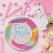 Pink Malibu Beach Palm Pool Party Geburtstag Pappteller (Party)