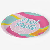 Pink Malibu Beach Palm Pool Party Geburtstag Pappteller (Schrägansicht)