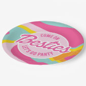 Pink Malibu Beach Palm Pool Party Geburtstag Pappteller (Schrägansicht)