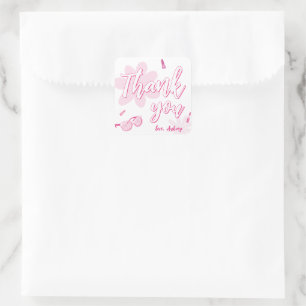 Pink Malibu Komm schon Besties Geburtstag Danke Quadratischer Aufkleber