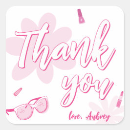 Pink Malibu kommen auf Besties Geburtstag Vielen D Quadratischer Aufkleber