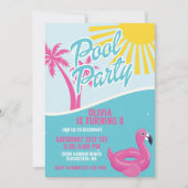 Pink Malibu Pool Party birthday Einladung (Vorderseite)