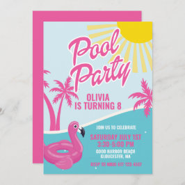 Pink Malibu Pool Party birthday Einladung