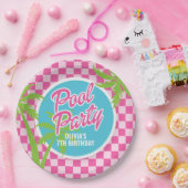 Pink Malibu Poolparty Geburtstag Pappteller (Party)