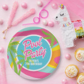 Pink Malibu Poolparty Geburtstag Pappteller (Party)