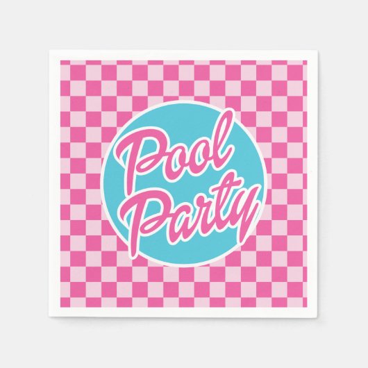 Pink Malibu Poolparty Geburtstag Serviette (Vorderseite)