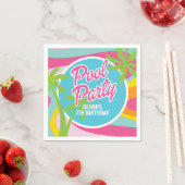 Pink Malibu Poolparty Geburtstag Serviette (Beispiel)