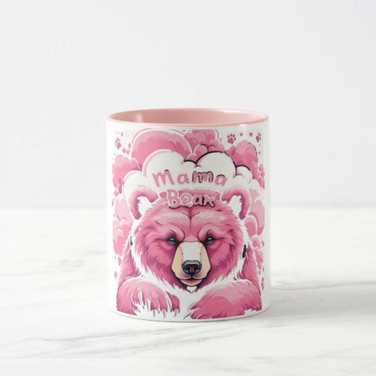Pink Mama Bear Paw Prints Mothers Day Tasse (Zentrum)