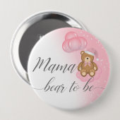 Pink Mama Bear zu Sleepy Bear Girl Babydusche Button (Vorne & Hinten)