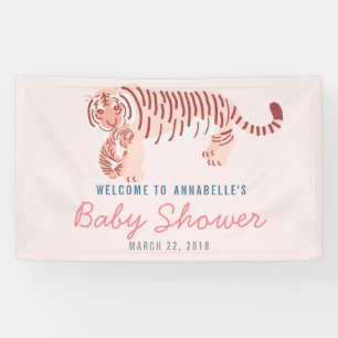 Pink Mama Tiger & Cub Baby Duschbanner Banner