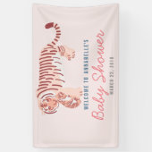 Pink Mama Tiger & Cub Baby Duschbanner Banner (Vertikal)