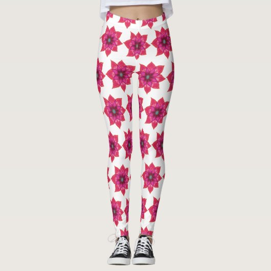 Pink Mandala Blume Benutzerdefinierte Leggings (Vorderseite)