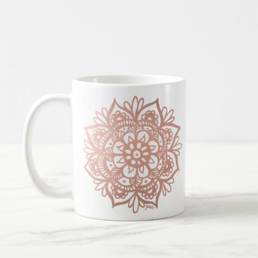 Pink-Mandala-Blume Kaffeetasse (Links)