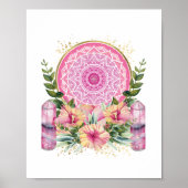Pink Mandala Crystal Blume Yoga Reiki Wellness-Cen Poster (Vorne)