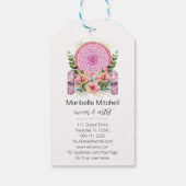 Pink Mandala Crystals Blume Energie Yoga Reiki Wel Geschenkanhänger (Rückseite)