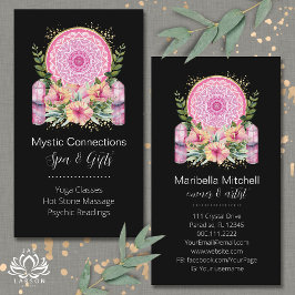 Pink Mandala Crystals Blume Energie Yoga Reiki Wel Visitenkarte