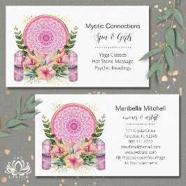 Pink Mandala Crystals Blume Energie Yoga Reiki Wel Visitenkarte