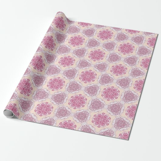 Pink Mandala Floral Geschenkpapier (Ungerollt)